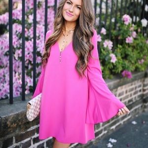 💗Topshop Hot Pink Bell Sleeve Dress💗